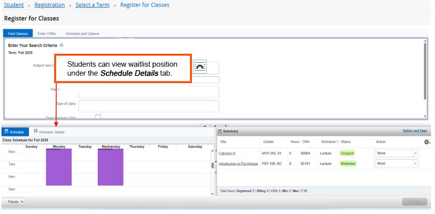 wait list instructions