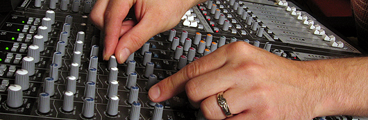 Media Services Event Services An audio mixing board
